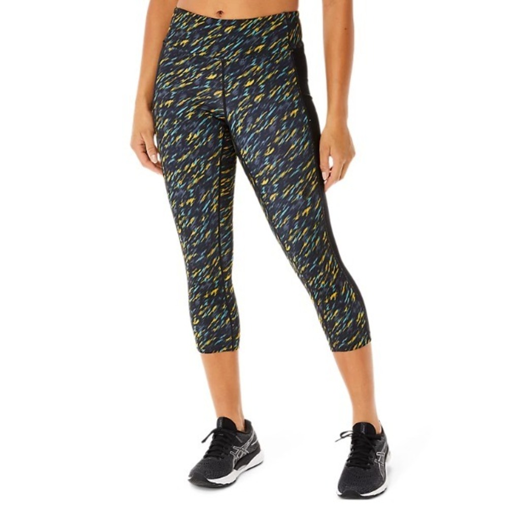 ASICS®‎ (Women's XS) KATE™ POCKET CAPRI Tights in Night Shade/Sage Print
